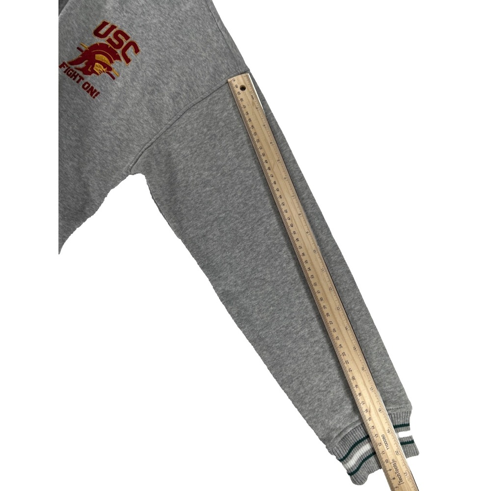 USC Trojans Pullover Sweatshirt Quarter Zip Womens XS Cropped Gray NCAA Fight On - Picture 6 of 9